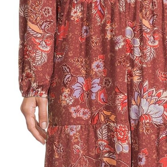 Boho Retro 70 Tiered Dress Floral Rayon Sz XXL NWT - Picture 5 of 9